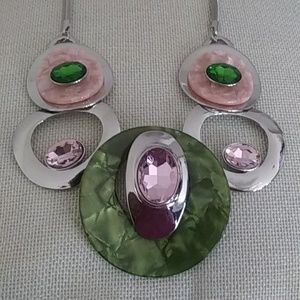 Pink and Green Statement Necklacr
